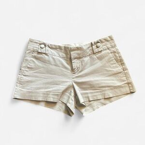 Banana Republic Light Cream Low-Rise Button-Tab Mini Shorts